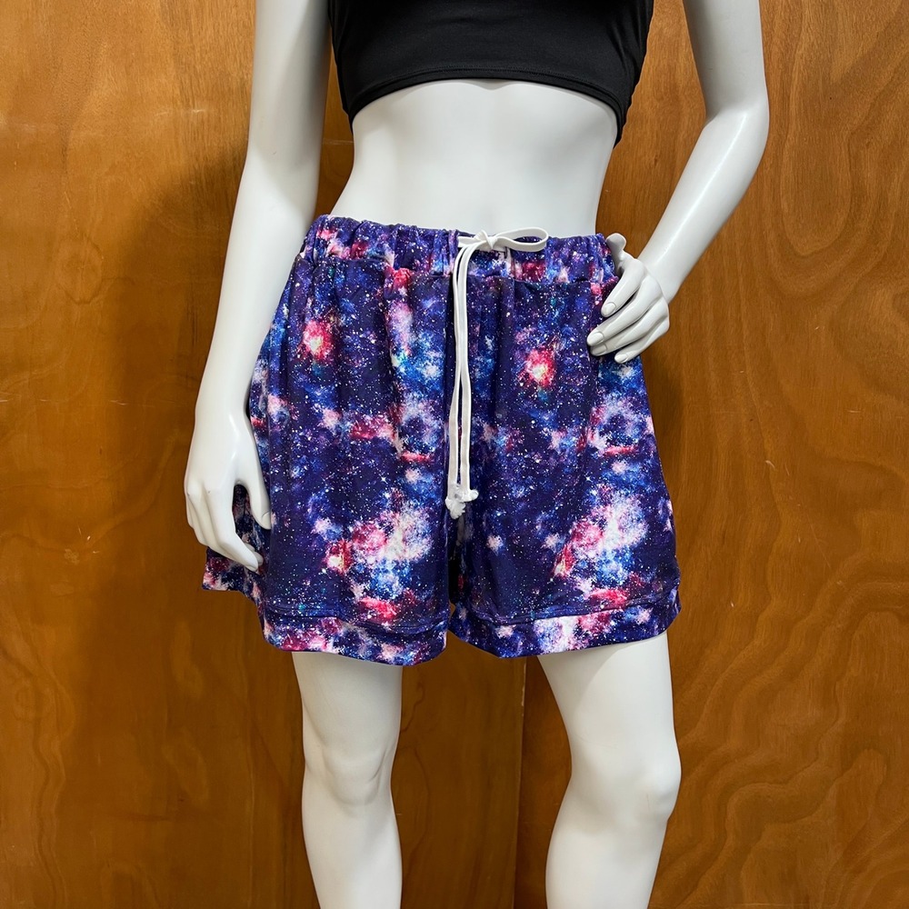 Aceshion Galaxy Print Shorts Size 2XL NWT Space Nebula Drawstring Lounge